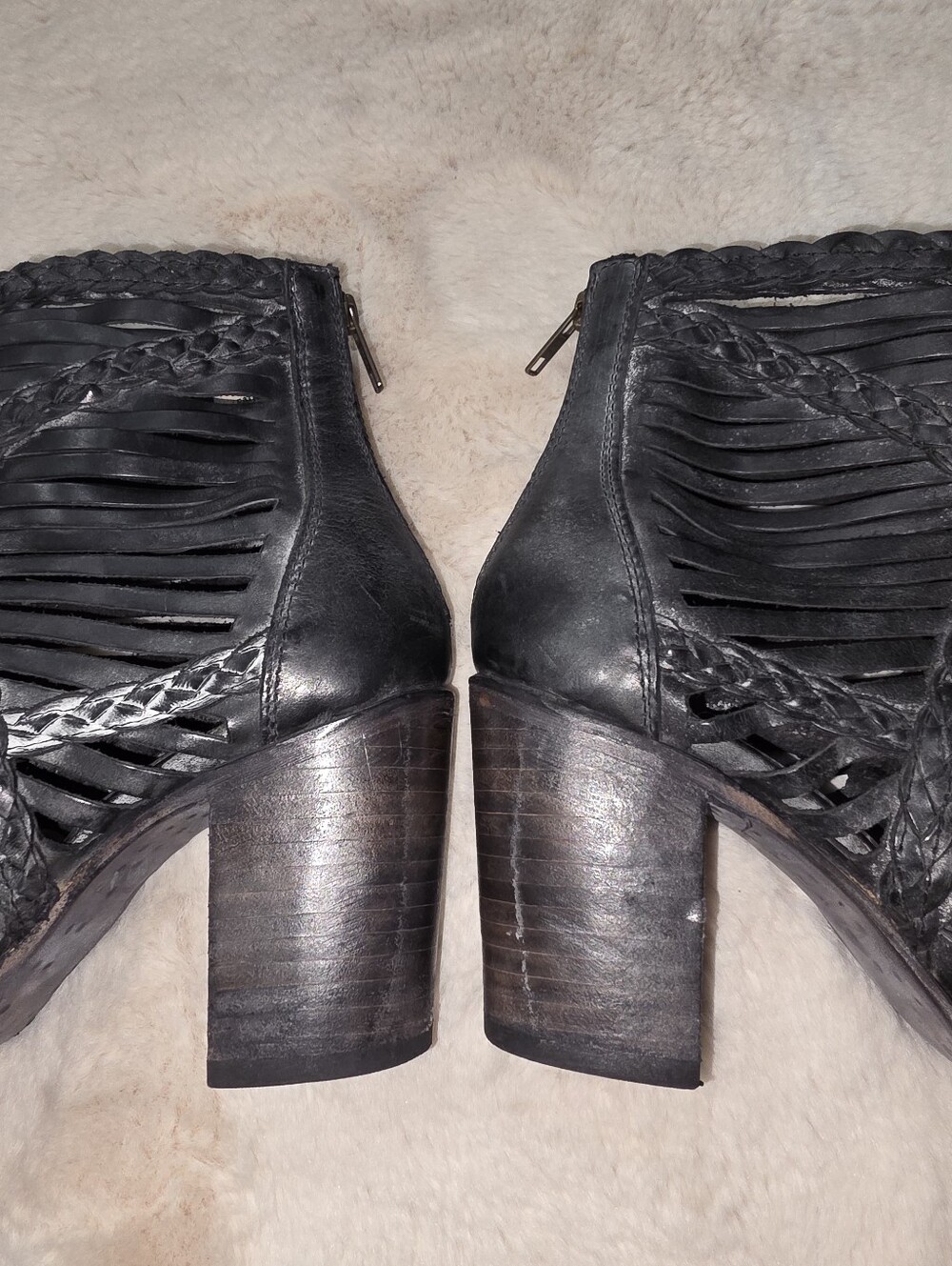 Freebird Bela Black Braided Caged Sandals Size 9 Leather - Picture 6 of 11